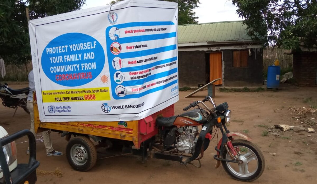 UNMISS-supported tricycles reach rural communities in Western Equatoria with COVID-19 messages