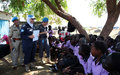 UNMISS police officers celebrate International Day of the Girl Child at school in Juba