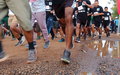 UN personnel run for peace and to raise awareness on World AIDS Day in South Sudan